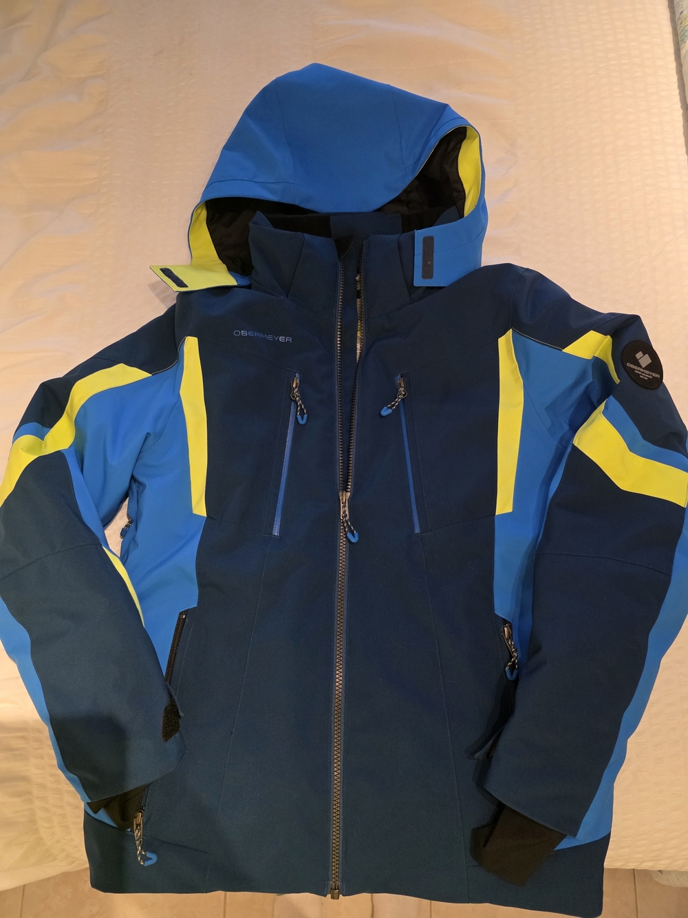Obermeyer Men's Navy, Bright Blue & Yellow Ski Jacket